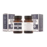 Flacoane Endoca RAW Hemp Oil 10mg CBD+CBDa prezentate din față și din spate, alături de ambalajul original