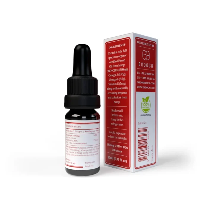 Etichetă informativă Ulei CBD 15% pentru animale Endoca PET LINE – conținut nutrițional și ingrediente