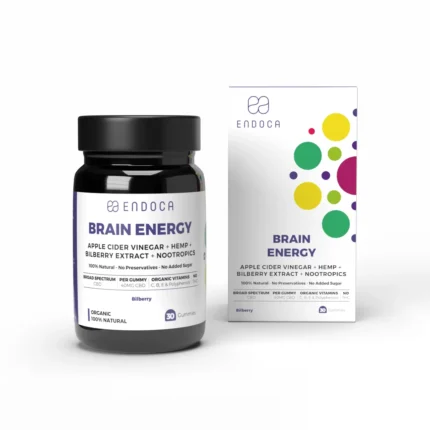Jeleuri cu CBD Brain Energy Endoca 1200mg fără THC, aromă de afine, 30 jeleuri cu 40 mg CBD per jeleu