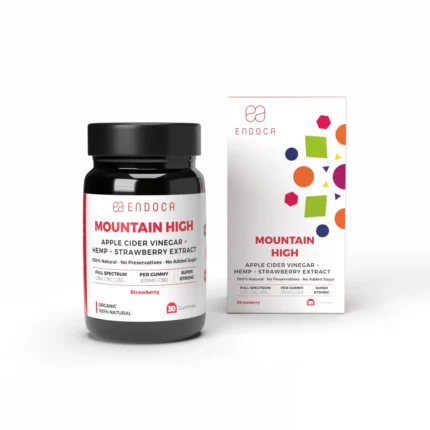 Jeleuri cu CBD Mountain High Endoca fără THC, aromă de căpșuni