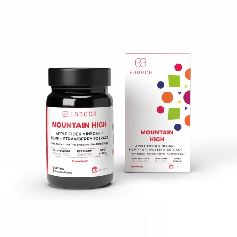 Jeleuri cu CBD Mountain High Endoca fără THC, aromă de căpșuni